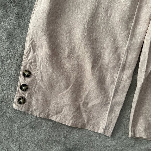 Sigrid Olsen 100% Linen Pull On Wide Leg Cropped Pants Size Large - Picture 2 of 6